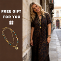💞New arrival 60% OFF for a Limited Time!!👗Women's V-Neck Leopard Print Maxi Dress With Free Necklace📿💎