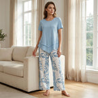 👗 LIMITED TIME: 50% OFF! 🔥 Women's 2-Piece Set – Layered Asymmetrical Tunic Top & Printed Wide Leg Pants, Breathable Polyester ✨