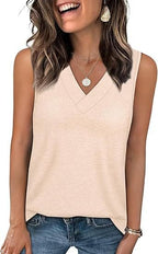🎁Summer Promotion 50% OFF✨Women's Sleeveless V-Neck Slimming Loose Fit Casual Tank Top