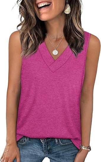 🎁Summer Promotion 50% OFF✨Women's Sleeveless V-Neck Slimming Loose Fit Casual Tank Top
