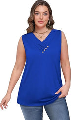 💐2026 Women’s Button Down V Neck Loose Fit Tank Top