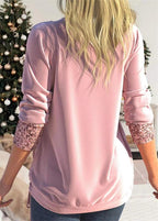 🎄Sequin Loose Smocked Fake Two-Piece Top