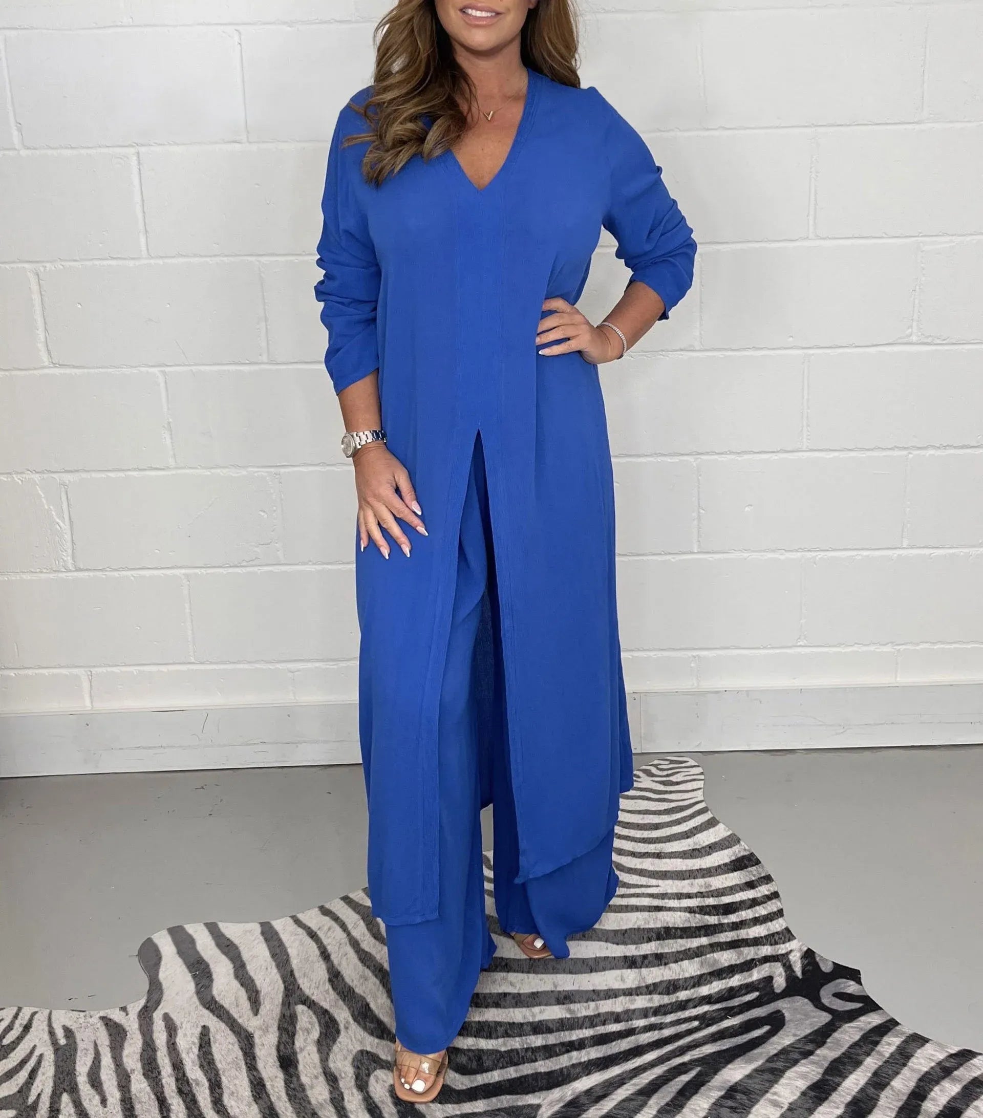 💃Spring Sale ⏳Two Piece Casual Long Top and Casual Trousers😍
