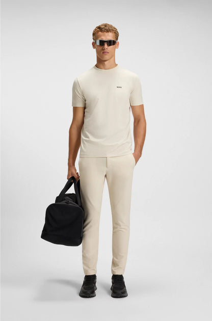 STRETCH-COTTON T-SHIRT WITH CONTRAST LOGO