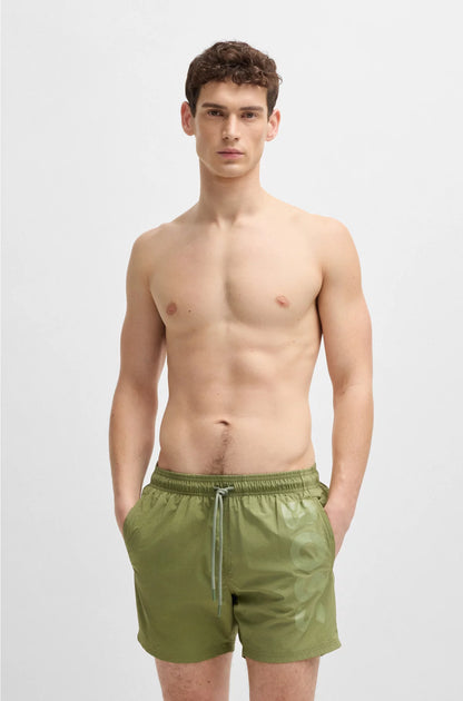 SWIM SHORTS WITH VERTICAL LOGO PRINT