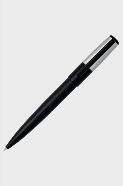BALLPOINT PEN WITH BRUSHED BLACK AND CHROME EFFECTS