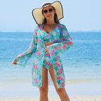 🏖️Summer Specials🌴 Women's Fashion Multicolor Printed Bikini Swimsuit (3 Piece Set)