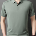 Men's Summer Cool Solid Color Lapel Short Sleeve Top