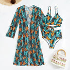 Women's 3-Piece Sexy Floral Print Swimsuit