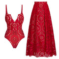 Women’s Sexy One Piece Swimsuit with Matching Swim Long Skirt