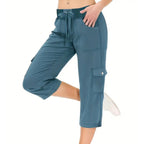 💎 57% OFF! 💎 Multi-Pocket Capri Cargo Pants – Quick-Dry, Water-Repellent & Adjustable Waist (Gray/Khaki/Green/Blue | S–XL) 🌿👖