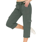 💎 57% OFF! 💎 Multi-Pocket Capri Cargo Pants – Quick-Dry, Water-Repellent & Adjustable Waist (Gray/Khaki/Green/Blue | S–XL) 🌿👖