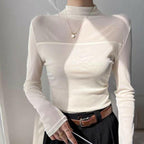 💃Last Day Sales -50% OFF🎉Women's Sparkle Mesh Sheer Long Sleeve Ruched Top