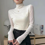 💃Last Day Sales -50% OFF🎉Women's Sparkle Mesh Sheer Long Sleeve Ruched Top