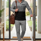 Men's Color-Block Hooded Tracksuit Set