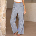 ⏳LAST DAY SALE 50% OFF!🎁Striped Gingham Wide Leg Pants High Waisted With Pockets
