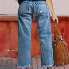 Women's retro straight cropped jeans