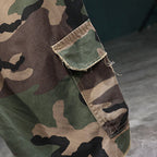 💎 Men's Studded Camo Cargo Shorts – Ripped Design, Gold Stud Accents & Multi-Pocket Utility