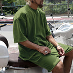 Men's Casual Solid Color Two-Piece Shorts Set
