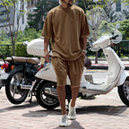 Men's Casual Solid Color Two-Piece Shorts Set
