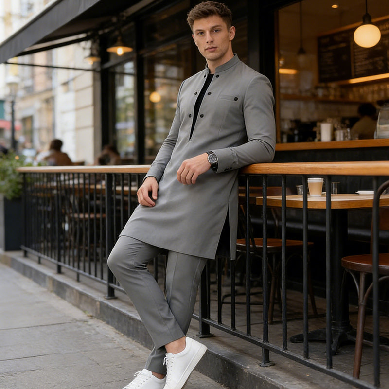 ⏳Time-Limited Special⏰Men's Modern Mandarin Collar Tunic and Pants Set