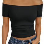 Women's Off-Shoulder Short Sleeve Slim Fit Top