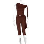 One-Shoulder Top & Capri Pants 2-Piece Set
