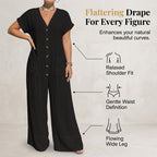 Women‘s Summer Casual Button Front Jumpsuit
