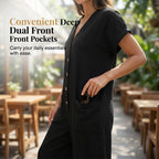 Women‘s Summer Casual Button Front Jumpsuit
