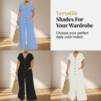 Women‘s Summer Casual Button Front Jumpsuit