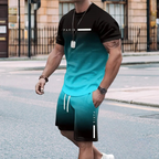 Men's Gradient Color T-Shirt & Shorts Set