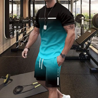 Men's Gradient Color T-Shirt & Shorts Set